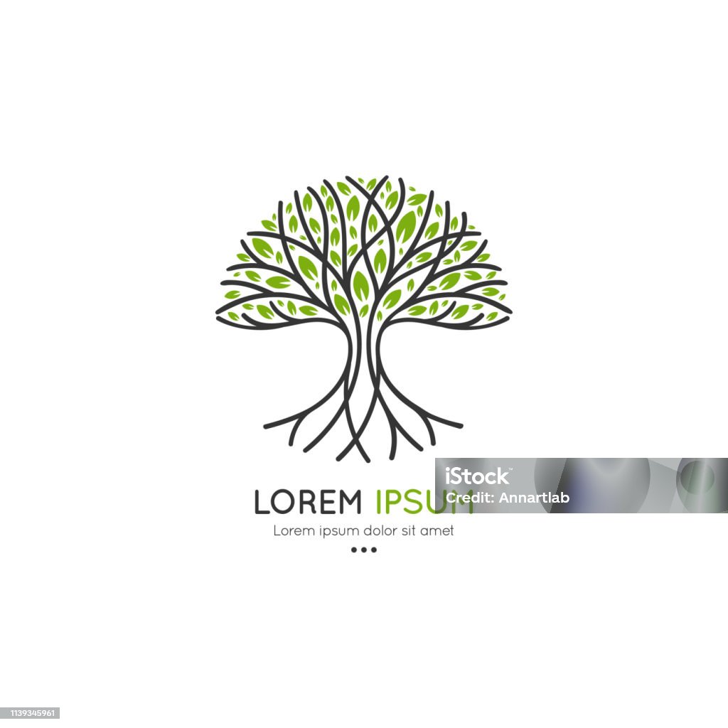 Tree logo. Abstract and modern illustration. Isolated vector. Great for emblem, monogram, invitation, flyer, menu, brochure, background, or any desired idea. Vector illustration Tree stock vector