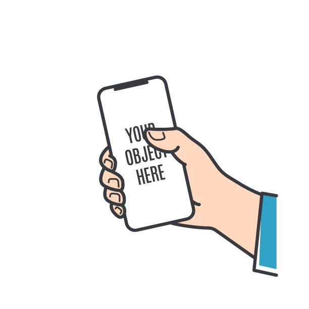 istock Hand hold smartphone. Male hand holding smart phone on white background 1139347130