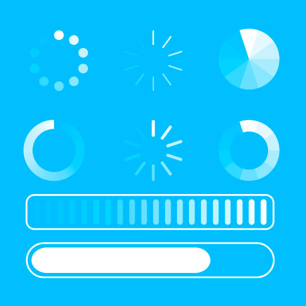 Vector set loading process. Few kind process of loading or download. Blue background. White lines. Circle. Flat design. EPS 10. Vector set loading process. Few kind process of loading or download. Blue background. White lines. Circle. Flat design. EPS 10. loading stock illustrations