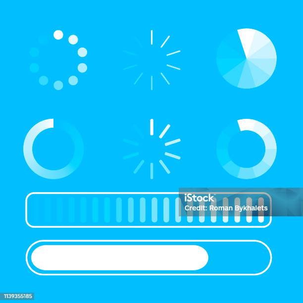 Processing Loading Image Vector Set Loading Process Few Kind Process Of Loading Or Download Blue ...