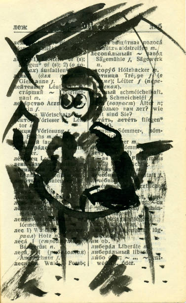 Military pilot, during the First World War. Graphic drawing.