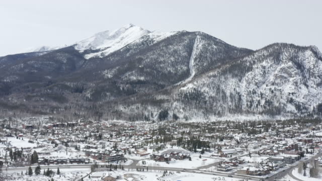 Frisco Colorado Aerial Winter Snowy Mountain Town Landscape