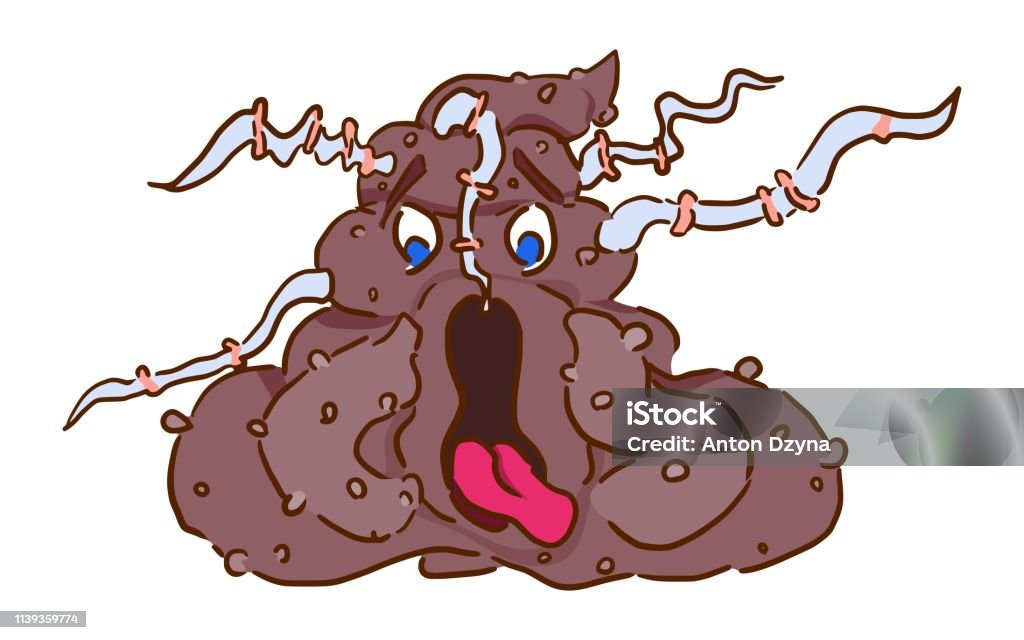 character poop with worms emotion shock bright character poop with worms emotion shock Animal Dung stock vector