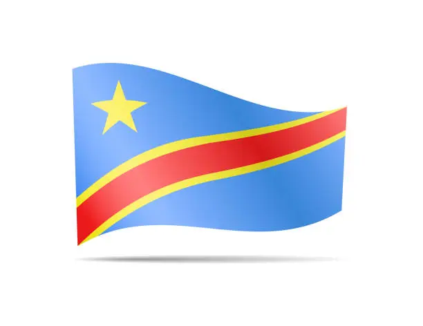 Vector illustration of Waving Democratic Republic of Congo flag in the wind. Flag on white vector illustration
