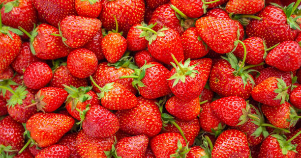 istock Fresh organic Strawberry fruit background Top view closeup 1139369836