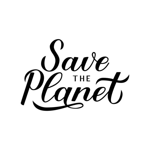 Save The Planet Calligraphy Hand Lettering Isolated On White Eco