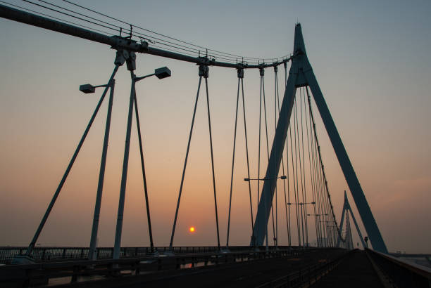 istock Beautiful suspension bridge and sunrise 1139373304
