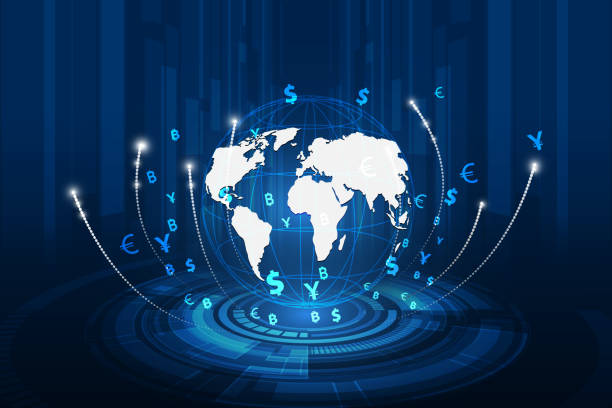 illustrations, cliparts, dessins animés et icônes de transfert d’argent. devise globale. bourse. vecteur de stock illustration. eps10 - currency exchange globe currency global business