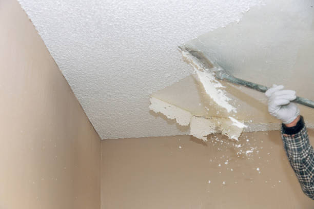 removal old dirty popcorn ceiling wall background - ceiling imagens e fotografias de stock
