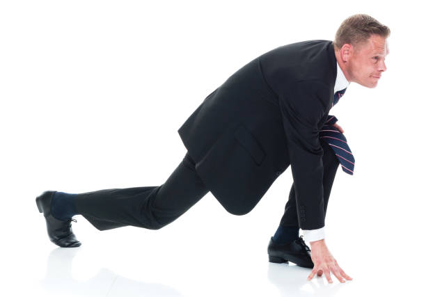 istock Businessman is in starting line position 1139387789