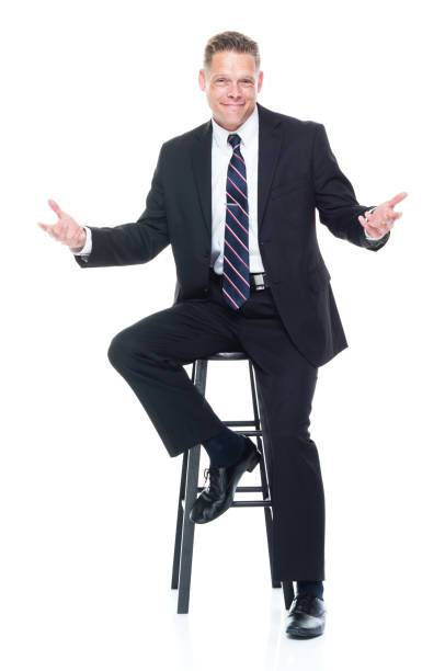 istock Businessman is sitting on a a stool 1139387881