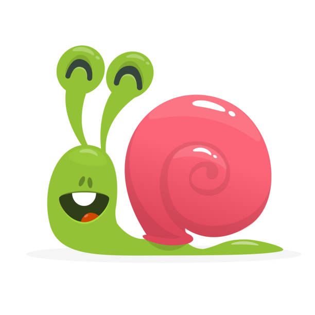 векторная иллюстрация милого мультфильма улитки - snail slimy boredom cute stock illustrations