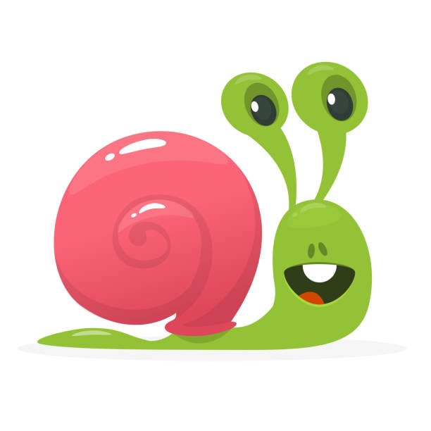 векторная иллюстрация милого мультфильма улитки - snail slimy boredom cute stock illustrations