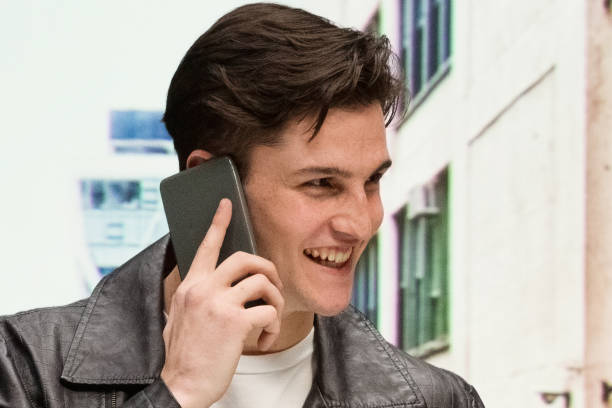 istock Close up view of attractive man wearing a leather jacket 1139395115