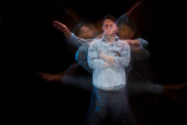 istock Handsome man in a blue shirt dancing 1139396453