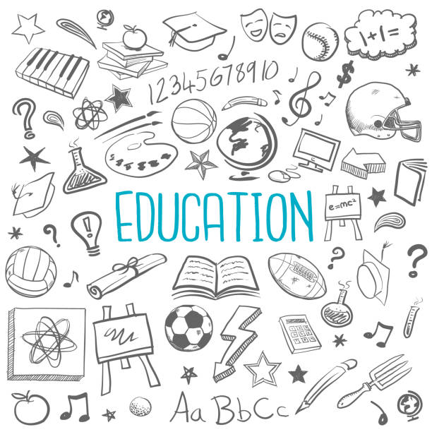 Education doodle icons Education doodle sketches and icons educational subject stock illustrations