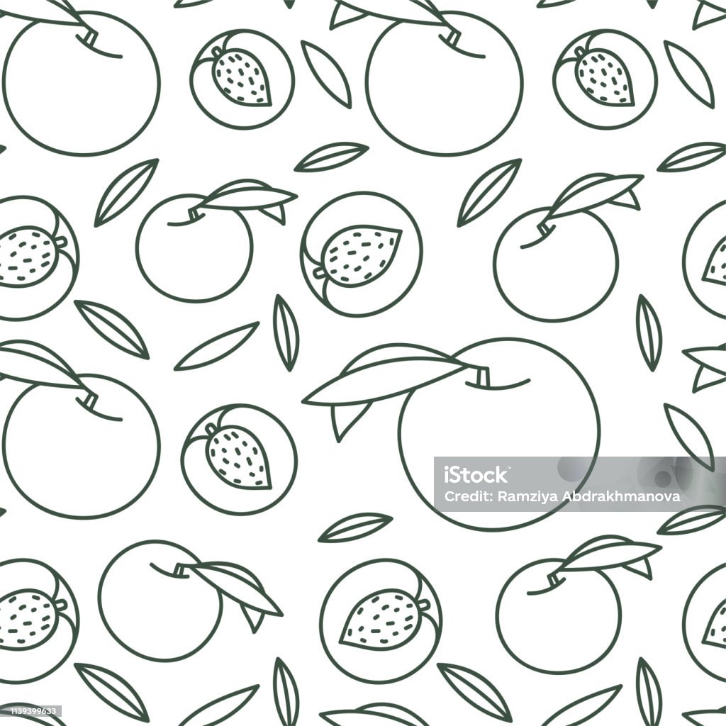 Hoa Văn Liền Mạch Đào Vẽ Tay Trái Cây Tươi Kỳ Lạ Nền Phác Thảo ...