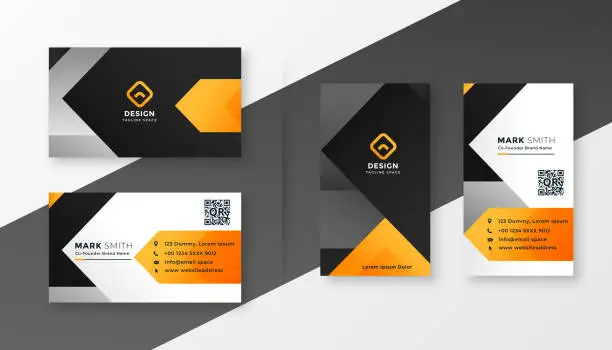 Vector illustration of abstract orange theme business card design
