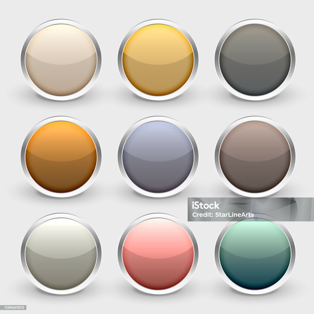 One Shiny Button Glossy Metallic Shiny Buttons Set Stock Illustration - Download Image ...