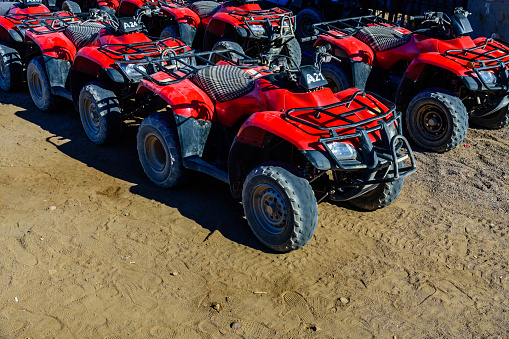 Quad bikes in Arabian desert not far from Hurghada city, Egypt