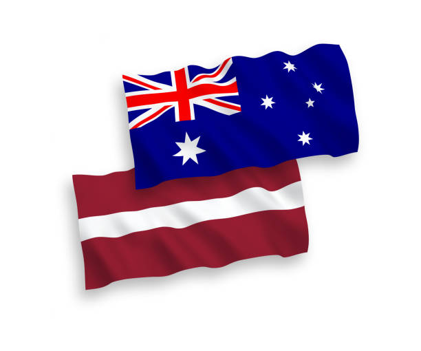 istock Flags of Latvia and Australia on a white background 1139412103