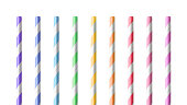 Colorful drinking Straws isolated on white background. Drink tube made from paper material. ( Clipping path )
