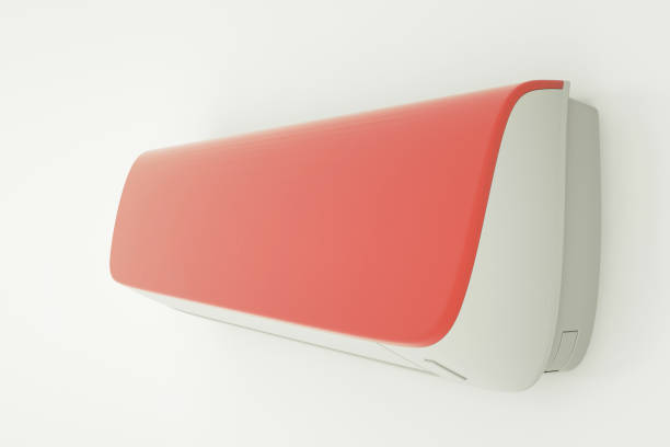 istock Red air conditioner isolated on white wall. 3d illustration 1139421793