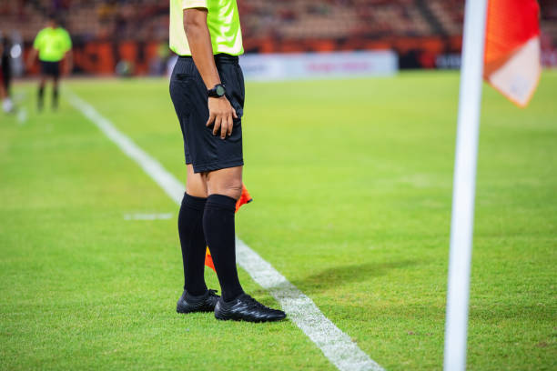 istock Linesman assistant referee action in the soccer stadium during match 1139423904