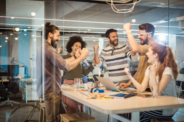 istock Celebrating success in the office! 1139427657