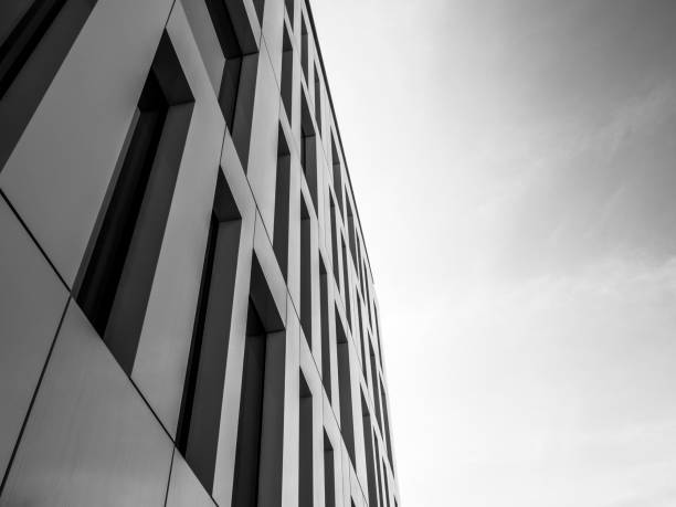istock Detail of linear modern architecture in black and white 1139428840