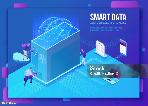 Smart Data Collection Smart Data Collection Website Template Isometric 3d Illustration With ...