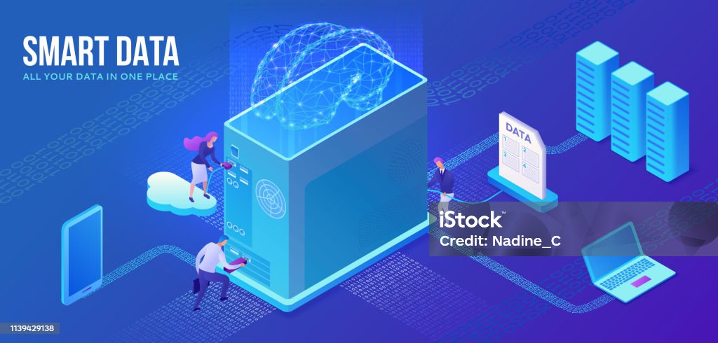 Smart Data Collection Smart Data Collection Website Template Isometric 3d Illustration With ...