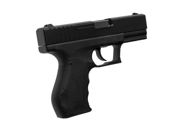 istock black gun pistol isolated on white background 1139429344
