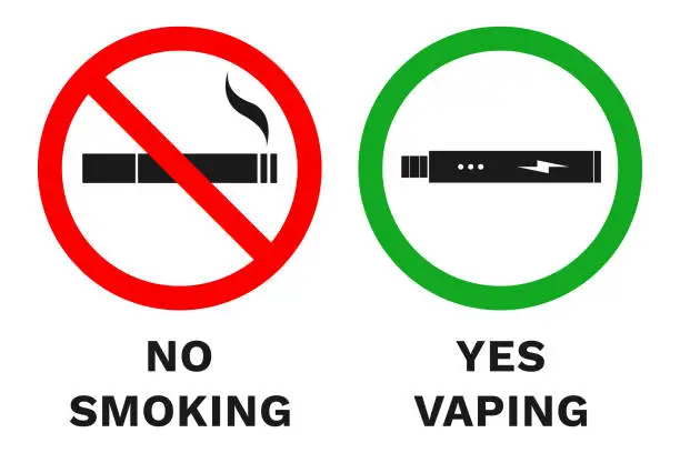Vector illustration of NO SMOKING, YES VAPING sign. Vector