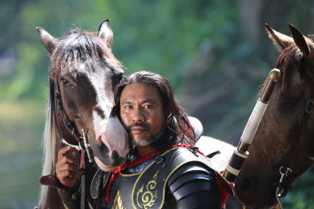istock Man In Warrior Costume With Horse 1139432699