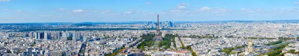 Photo of Scenic panoramic view from above on Eiffel Tower, Champ de Mars, Paris, France