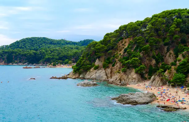 Photo of Beautiful view of beaches of Sa Boadella and Santa Cristina in Lloret de Mar, Costa Brava, Spain