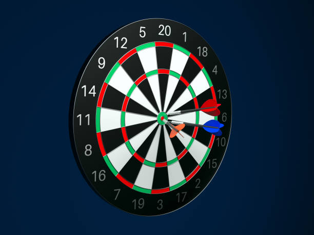 istock Dartboard with darts. 3d rendering illustration on blue background 1139440782