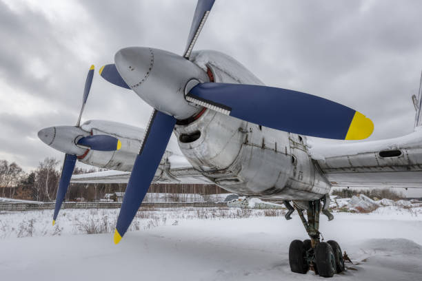 Small airplane covered in snow.