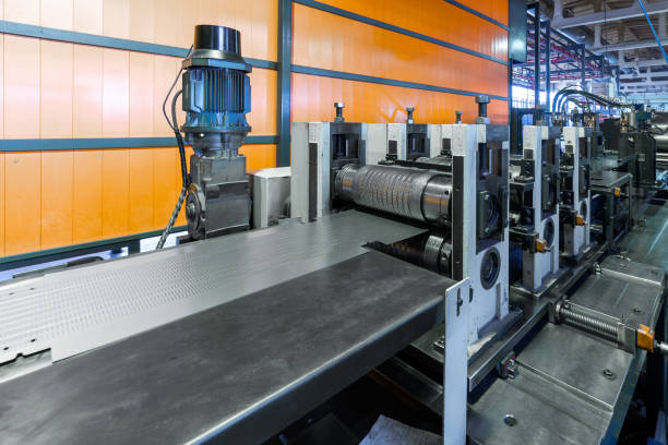 istock Roller forming machine. The interior of the plant producing a metal profile. 1139441472