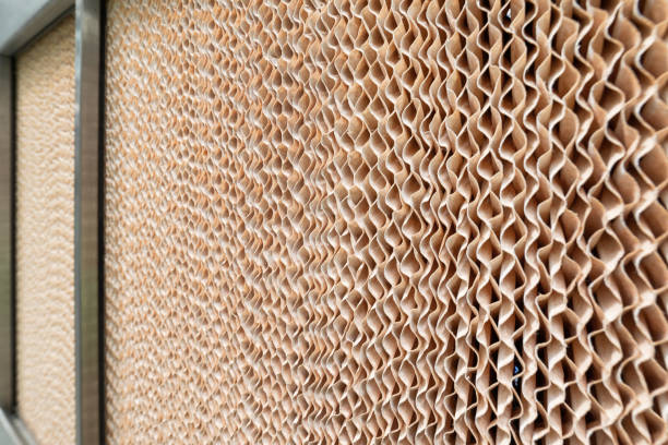 istock Corrugated surface of cardboard industrial filter. 1139441492