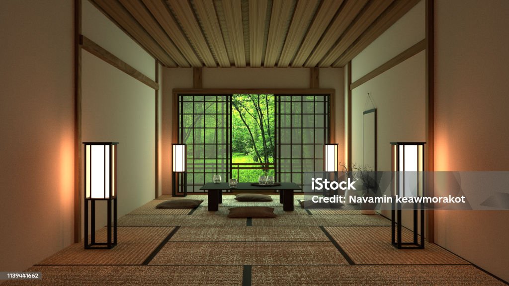Room Design Japanese-style. 3D rendering Japan Stock Photo