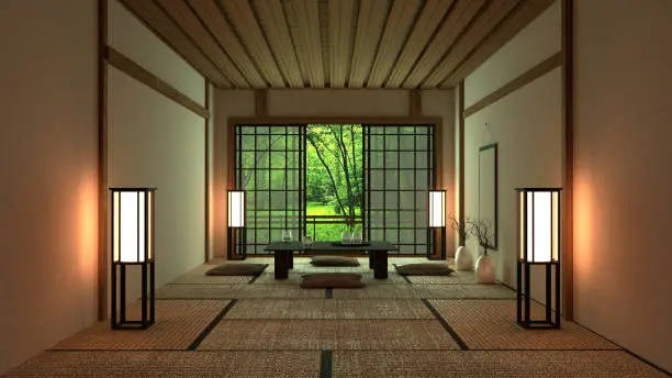 Room Design Japanese-style. 3D rendering