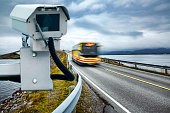 Radar speed control camera on the road