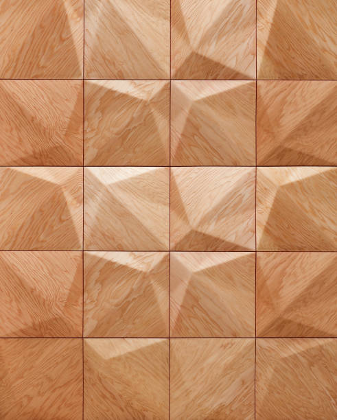 istock Light brown different tones wall wood mosaic tiles texture background. Vertical view. 1139445339