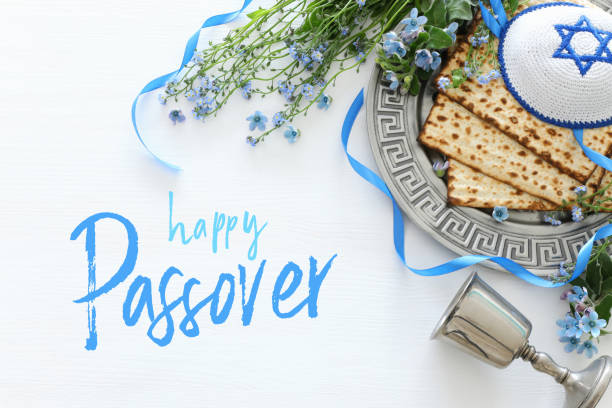 pesah ウェディングコンセプト（ジェーイ��ッシュパスオーバー（過越しの祭）の祝日 - passover seder matzo table ストックフォトと画像