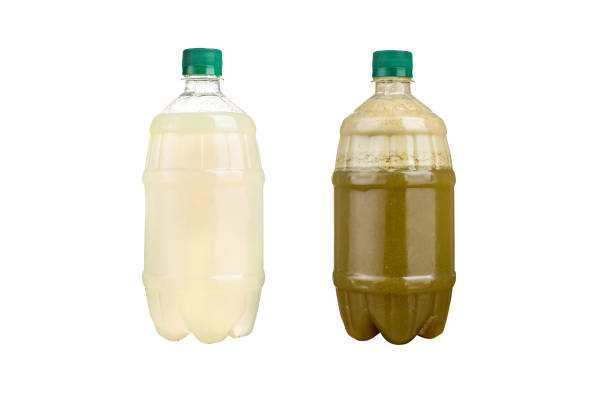 istock Two plastic bottles with colorful natural juices. Isolated. 1139448451