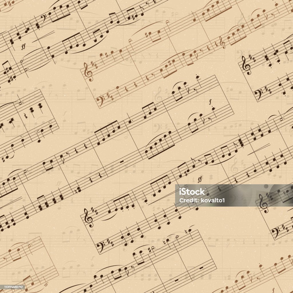 Old Sheet Music Background With Musical Notes Stock Illustration