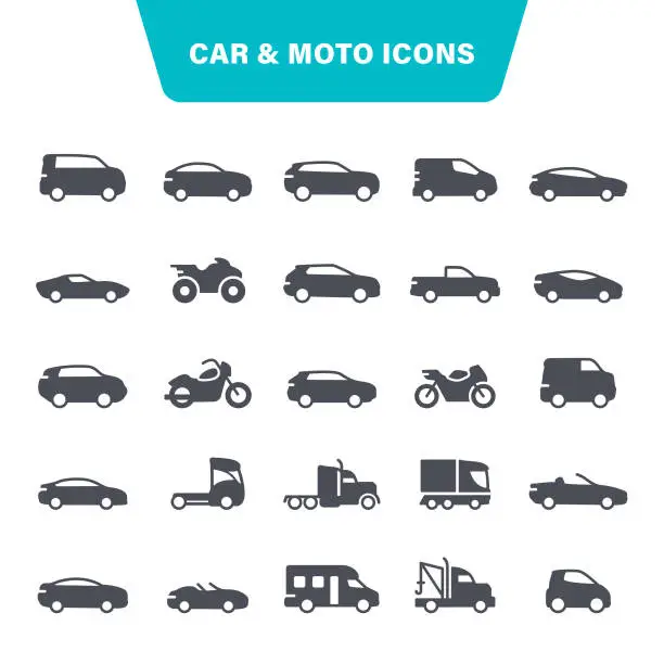 Vector illustration of Car and Motorcycle Icons