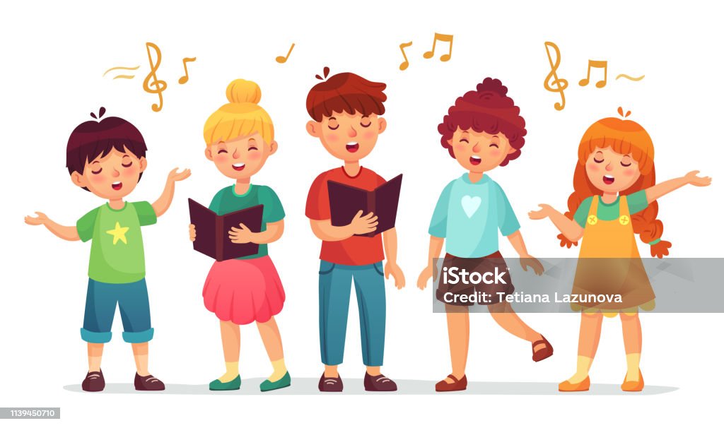 Singing Kids Music School Kid Vocal Group And Children Choir Sing Cartoon  Vector Illustration Stock Illustration - Download Image Now - iStock